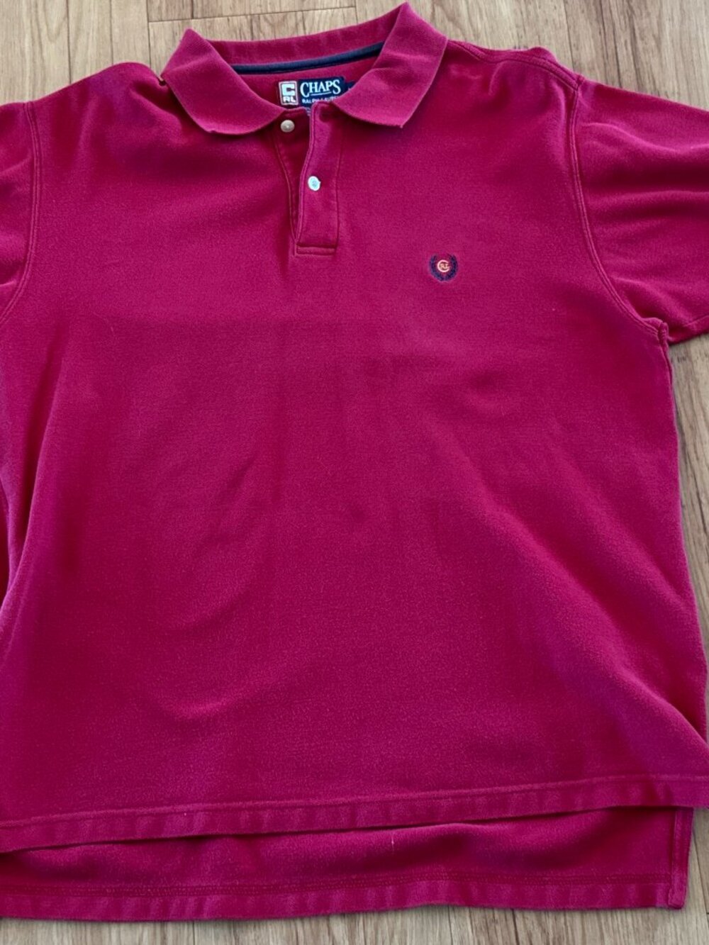 Chaps Ralph Lauren Mens Red M Polo Shirt w/ Crest "RL" Logo - See description